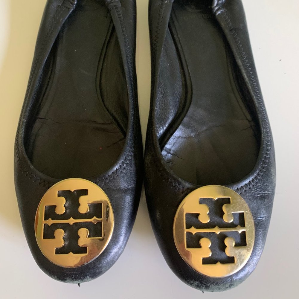Tory Burch Black Leather Ballet Flat